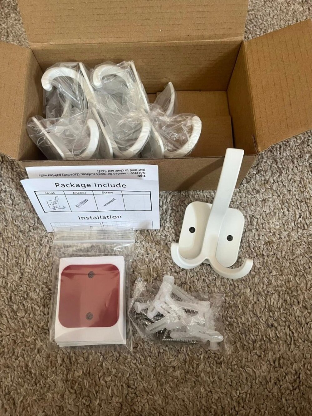 Coat Hook Wall Mounts (6-Pack) - New